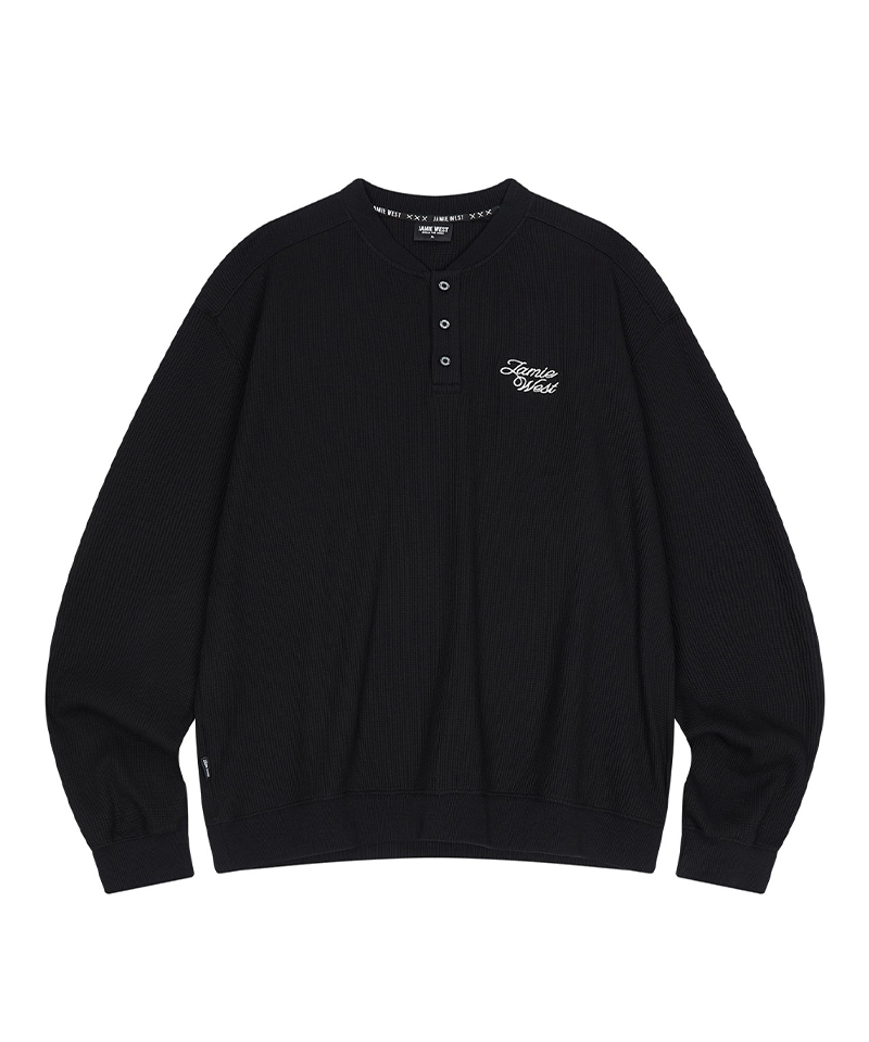 Jamie West Henley Neck Waffle MTM - Black