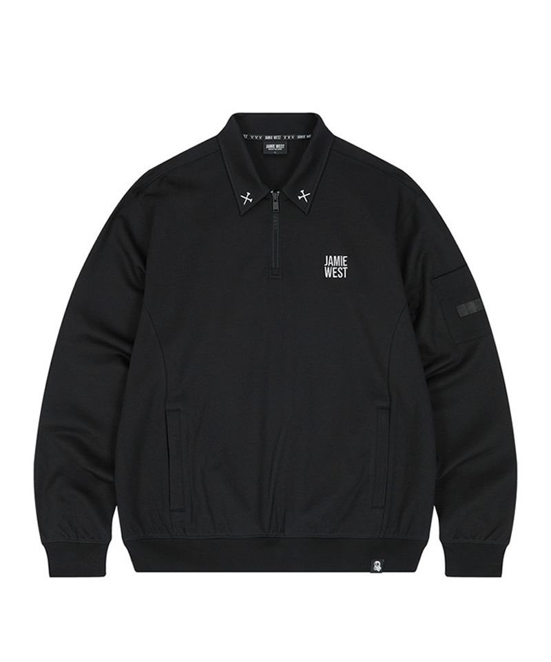 Jamie West Essential Collar Point Half Zip-up Sweatshirts -Black