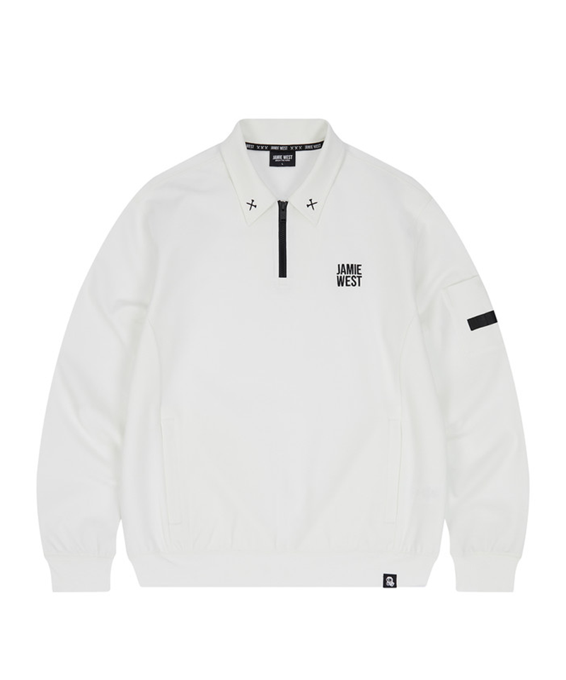 Jamie West Essential Collar Point Half Zip-up Sweatshirts -White