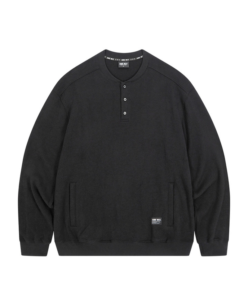 Jamie West Henley-Neck Pocket Knit MTM - Black