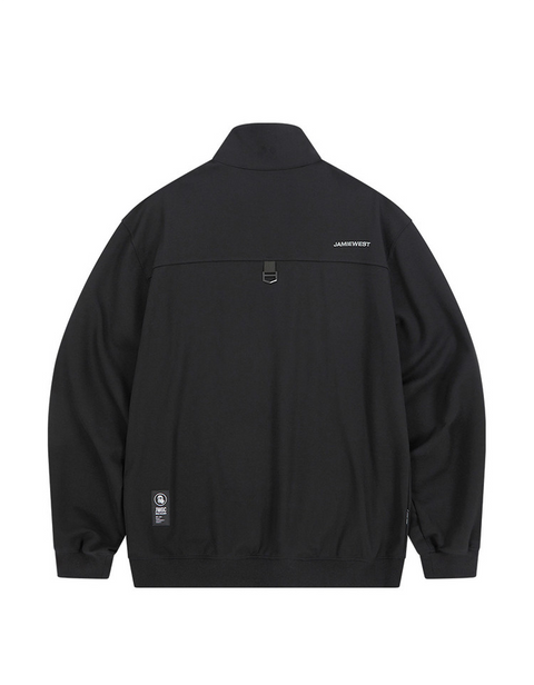 Jamie West High-Neck Half Zip-up Pocket Sweatshirts - Black