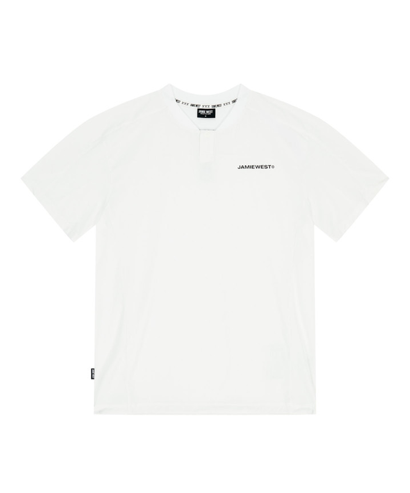 Jamie West Logo Performance Henley Collar T-Shirts - White