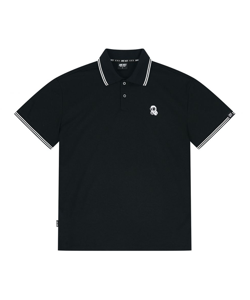 Jamie West Nick Stripe Collar Point Essential P-Shirts - Black