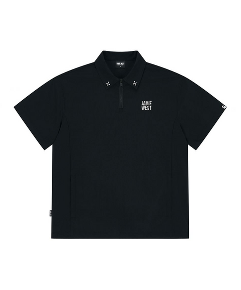 Jamie West Nylon Half Zip-up Ventilation P-Shirts - Black
