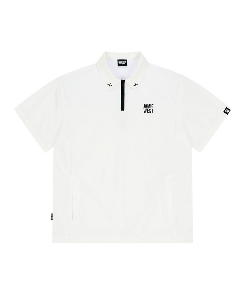 Jamie West Nylon Half Zip-up Ventilation P-Shirts - White