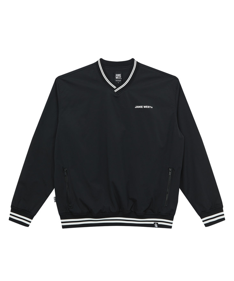 Jamie West Squad Vneck Woven Pullover - Black