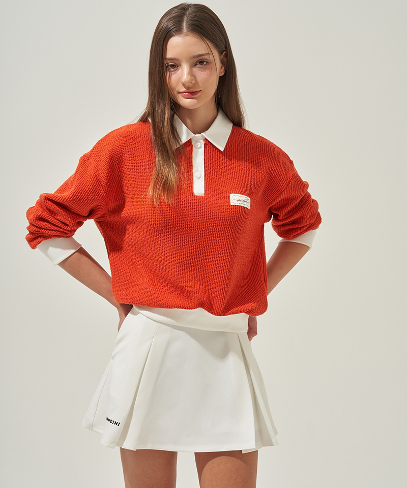 KANDINI Blossom Collar Knit - Orange