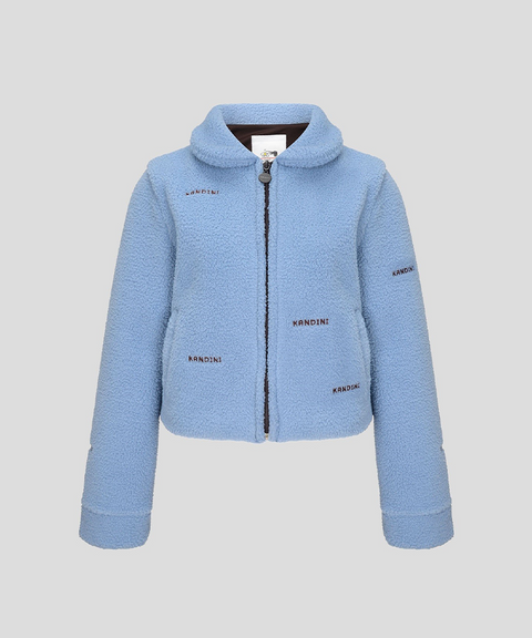 KANDINI Cropped Fleece Jacket - Blue