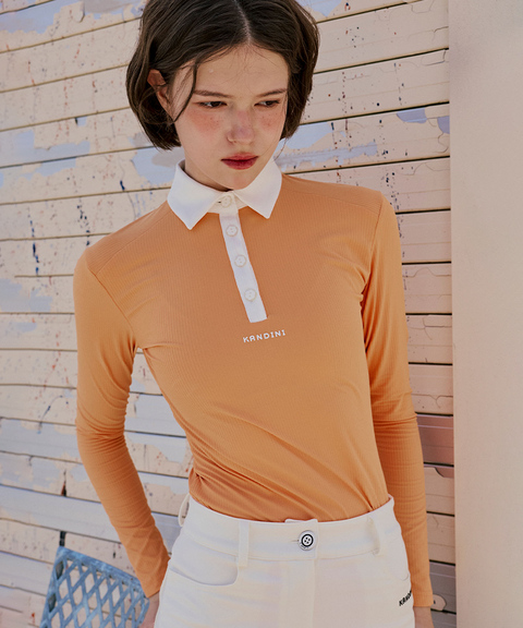 KANDINI EdgeLine Long Sleeve Polo - Orange
