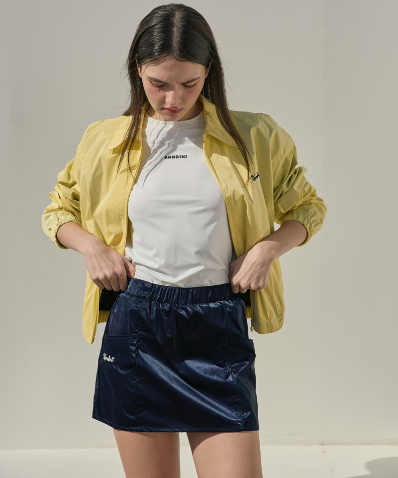 KANDINI Glossy Mini Golf Skirt - Navy