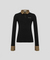 KANDINI Soft Touch Check Collar Tee - Black
