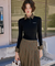 KANDINI Soft Touch Check Collar Tee - Black
