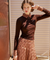 KANDINI Soft Touch Check Collar Tee - Brown