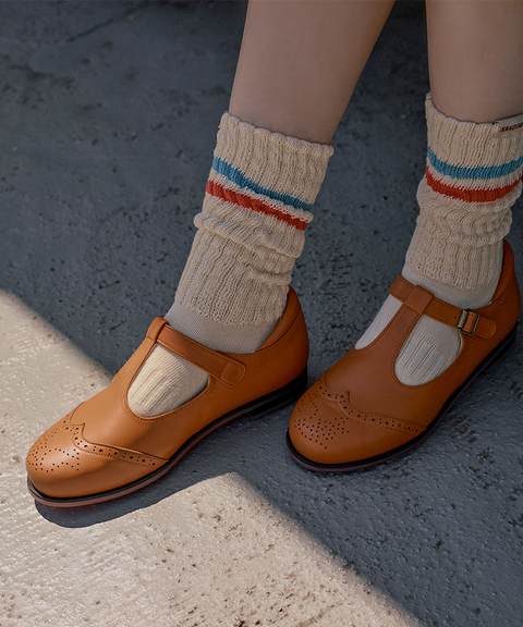 KANDINI T-Strap Maryjane Loafer - Dark Orange