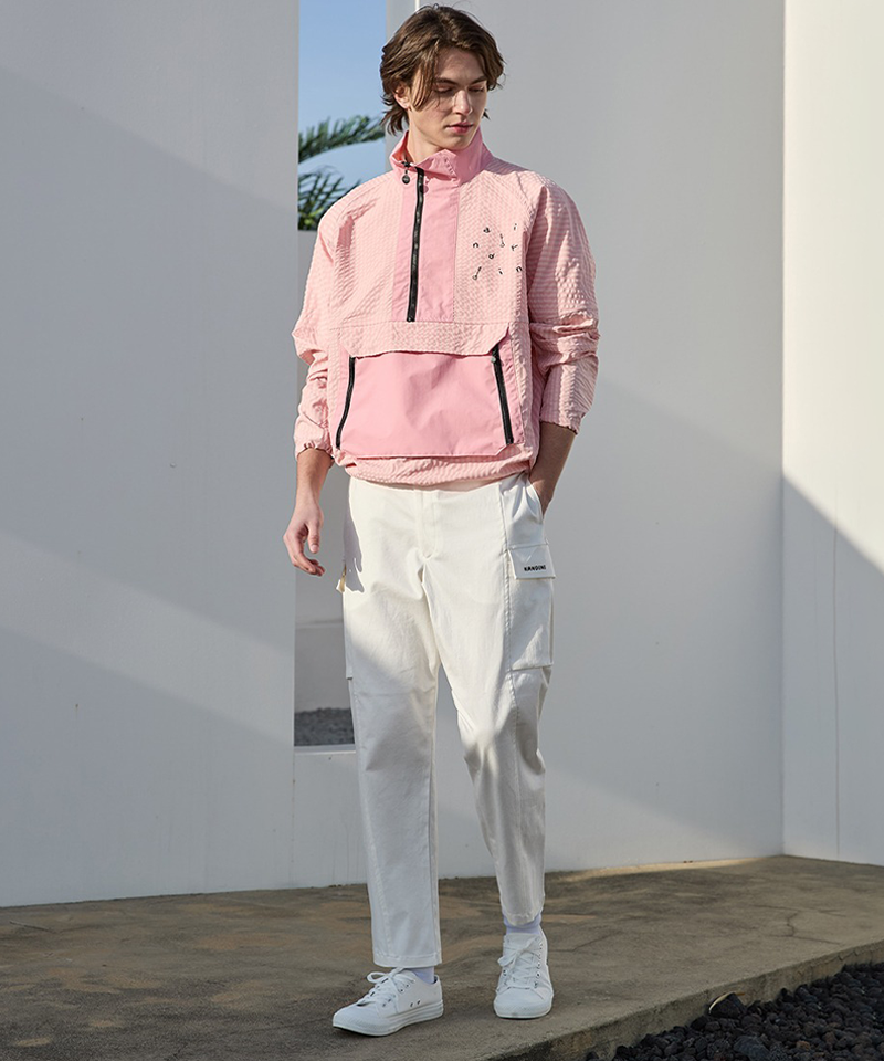 KANDINI Unisex Colorblock Half-Zip Anorak - Pink