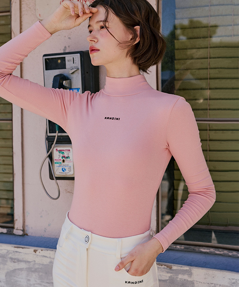 KANDINI Warm Half-neck T-Shirt - Pink