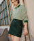 KANDINI Wool Touch Pocket Skirt - Dark Green