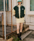 KANDINI  Wool Touch Varsity Jacket - Dark Green