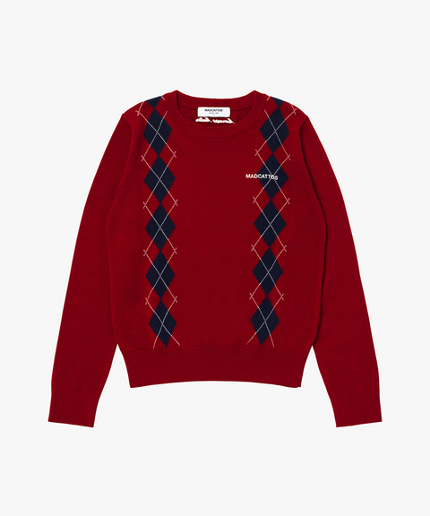 MCC Women's Argyle Crew Neck Sweater - Red