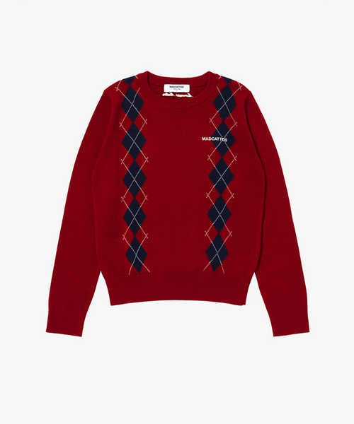 MCC Women's Argyle Crew Neck Sweater - Red