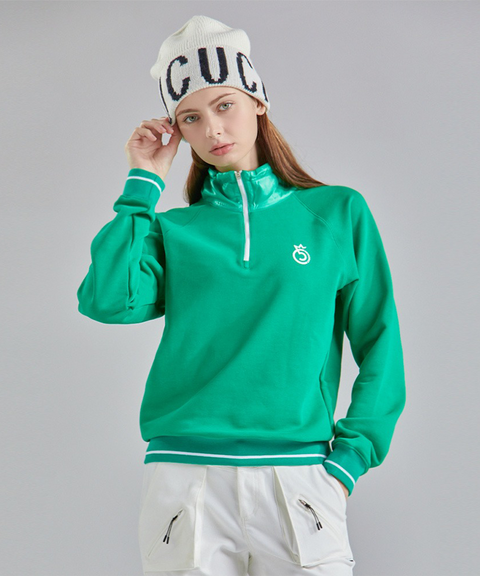 Mixed Half Zip-Up Top - 2 Colors