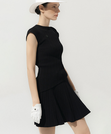【即完売モデル】adress pleats skirt brack ゴルフウェア Anell Golf Miyake Cool Pleats Skirt - Black