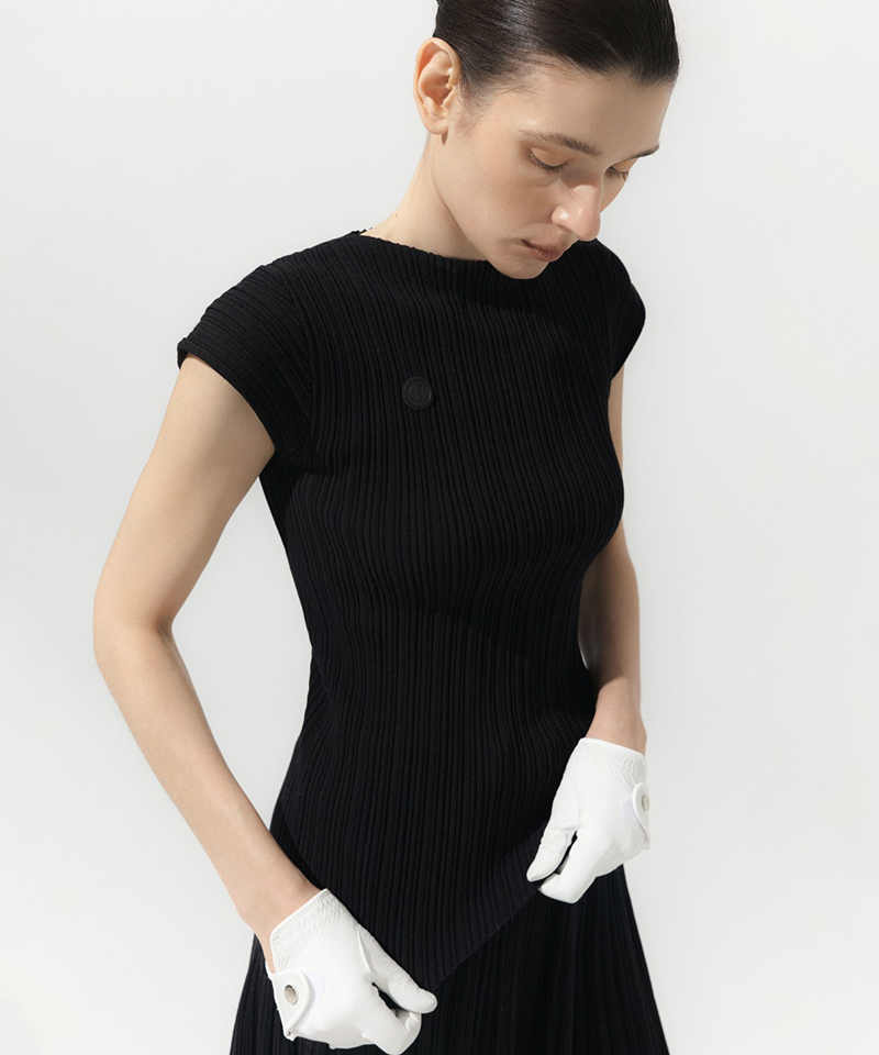 Anell Golf Miyake Cool Pleats Top - Black