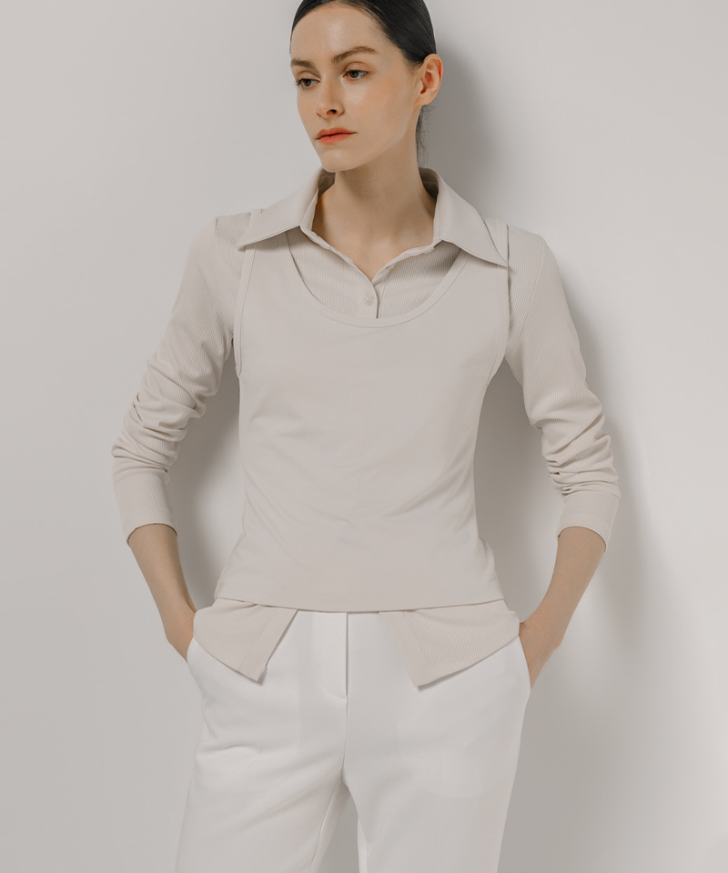 OBER Golf Women's Airy Slim Layered Set - Beige