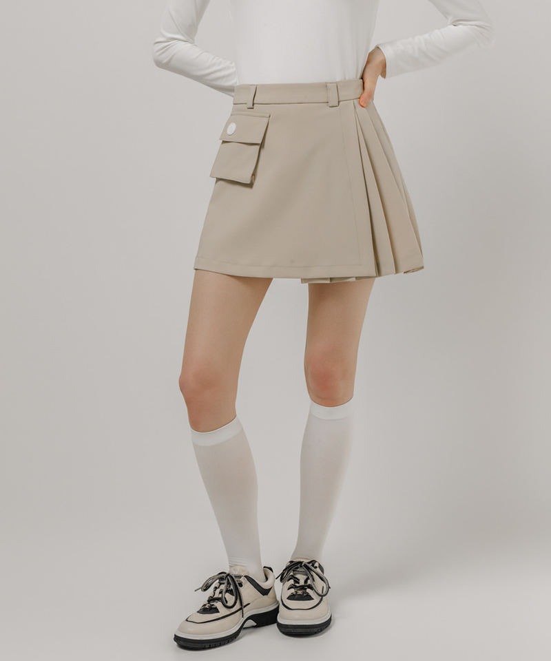 OBER Golf Women's Pocket Pleated Wrap Skirt - Light Beige