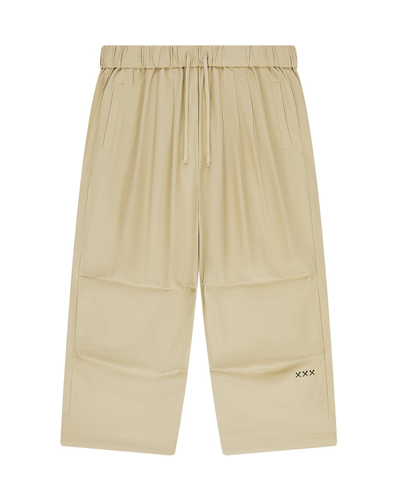 Jamie West Oriental 3-Tuck Cropped Wide Pants - Beige