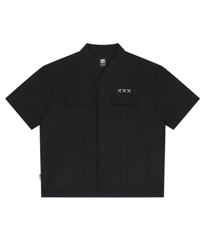 Jamie West Oriental Collar Pocket Shirts - Black
