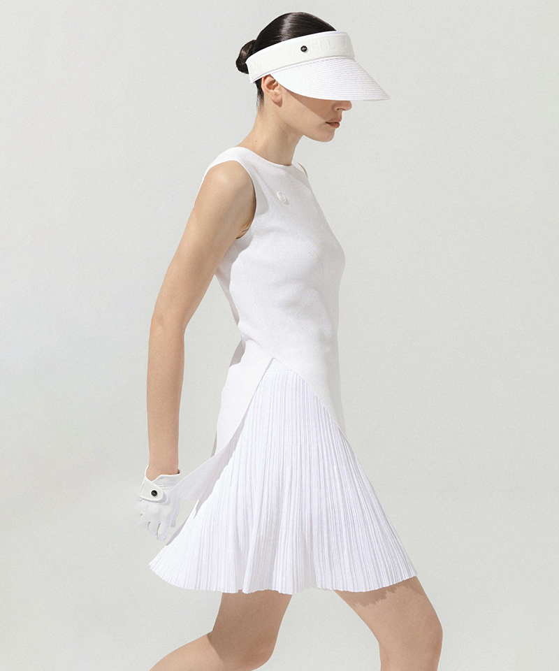 Anell Golf Original Slit Knit Dress - White