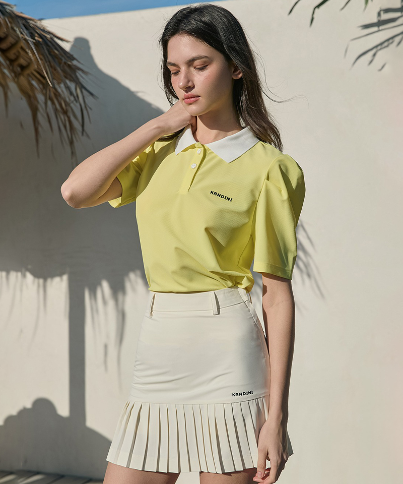 KANDINI Polo Shirts With Puff Short Sleeve - Yellow