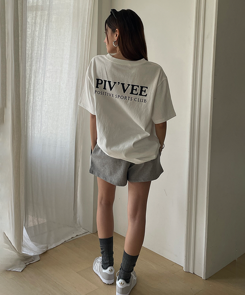 PIV'VEE Positive Sports Club Boxy T-Shirt - Cloud White