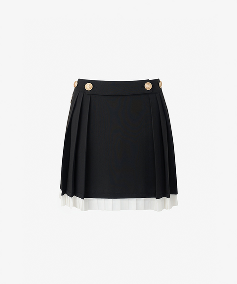 GFJ Golf Women's Double Pleat Layer Skirt - Black