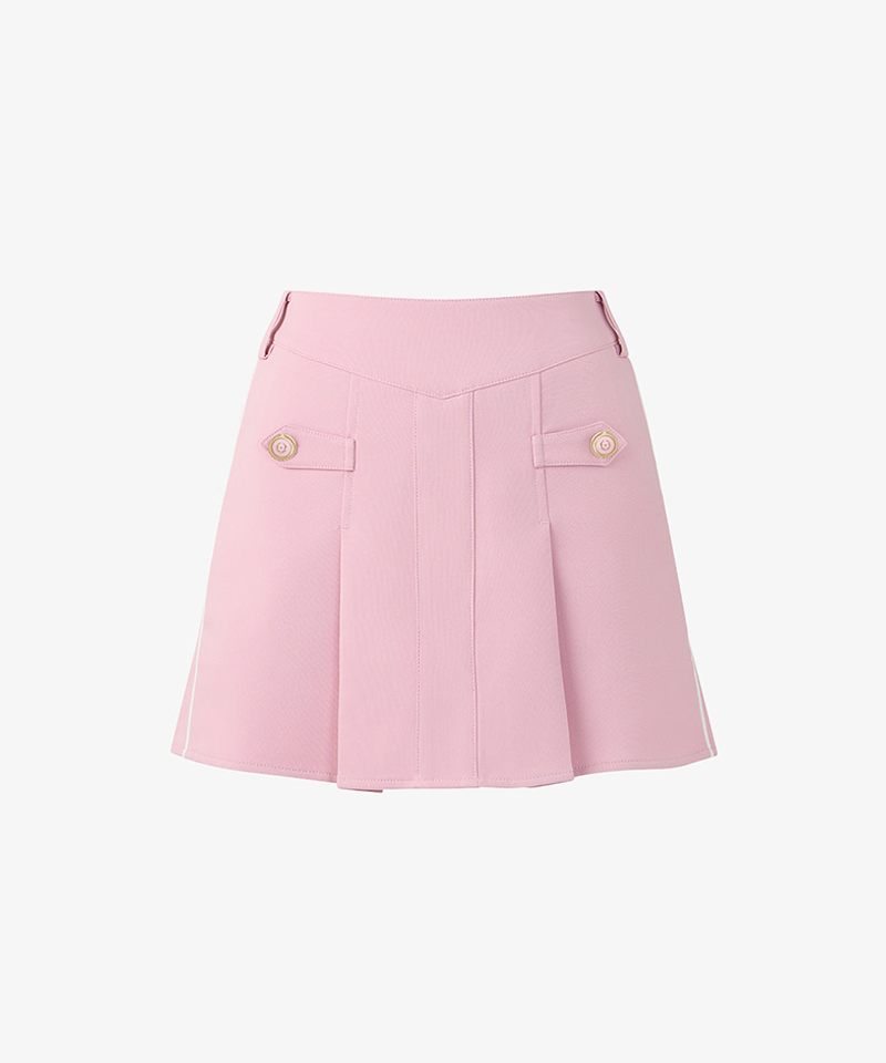 GFJ Golf Women's Front Piping Tuck Skirt - Pink