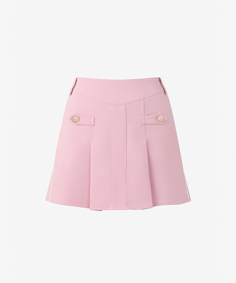 GFJ Golf Women's Front Piping Tuck Skirt - Pink