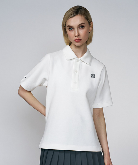 LENUCU Button Collar Big T-shirt - White