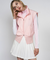 LENUCU Color Combination Mock Neck Inner Tee - Pink / White