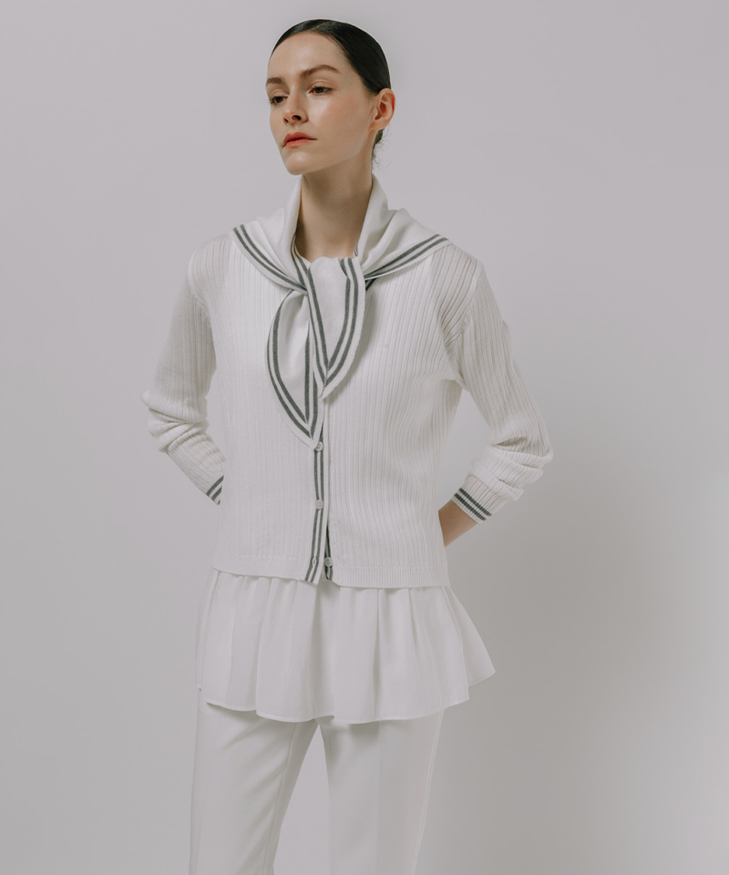 OBER Golf Women's Scarf Combo Cardigan - White