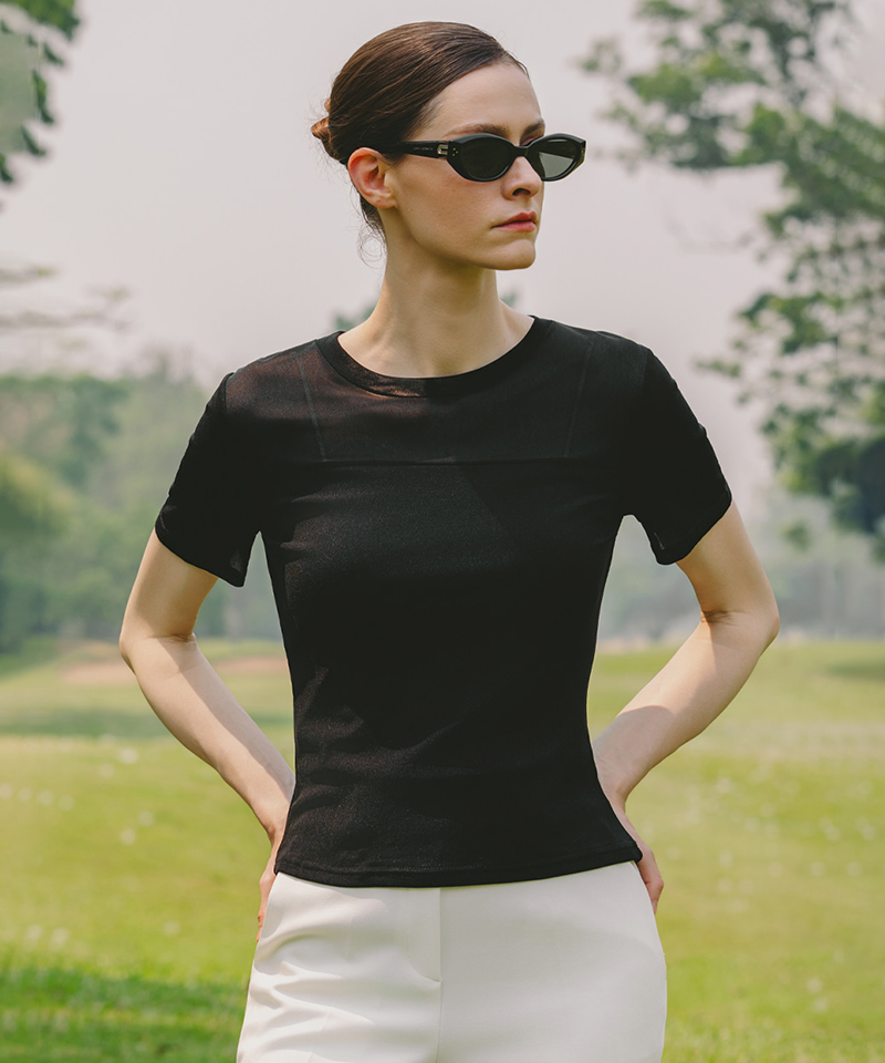 OBER Golf Soft Mesh Half-Sleeve Base Top - Black