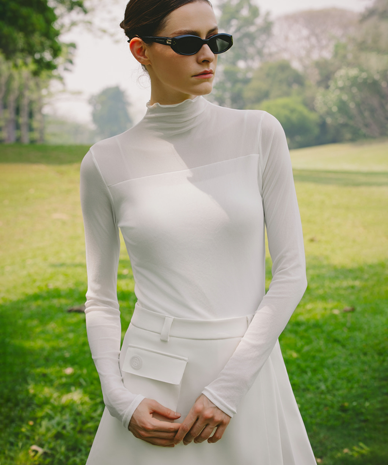 OBER Golf Soft Mesh Long Sleeve Base Top - White
