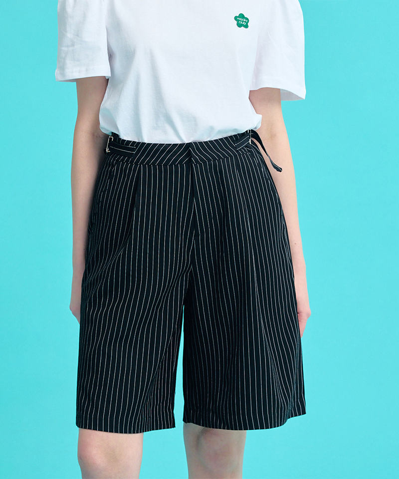 Stripe Bermuda Pants - Black
