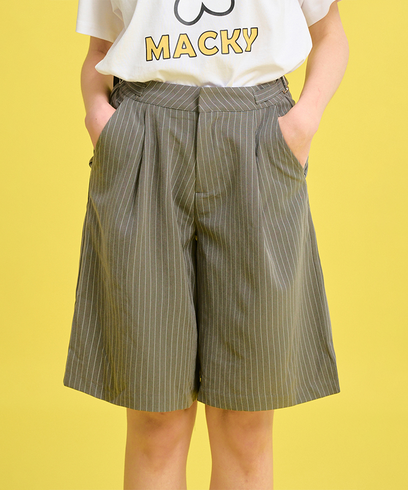 Stripe Bermuda Pants - Gray