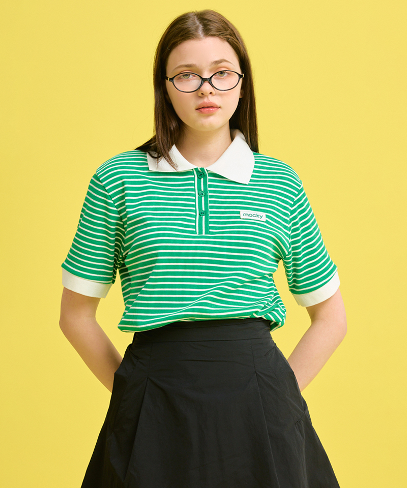 Stripe PK Patch T-Shirt - Green