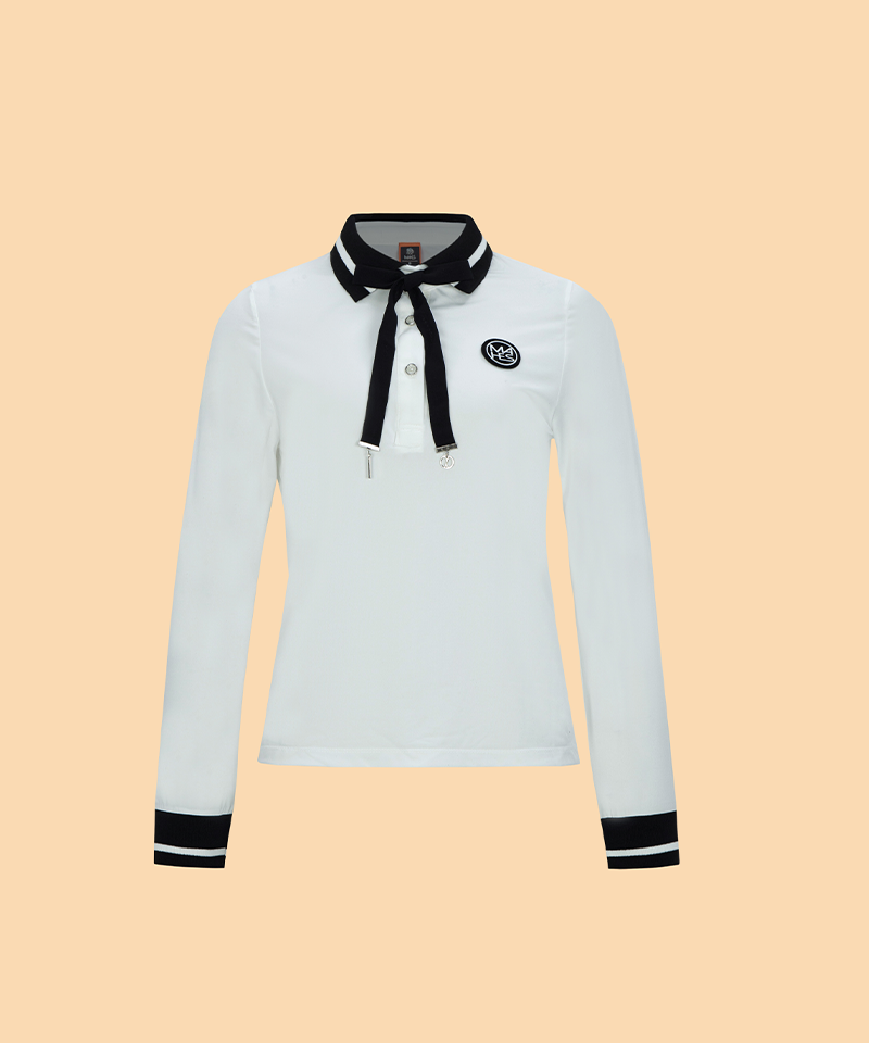 Orange Label Edge Tie Swing Collar T-Shirt - White