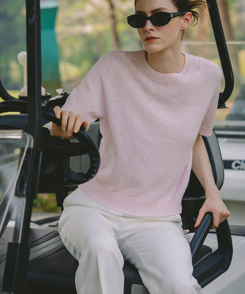 OBER Golf Textured Boucle Knit - Pink