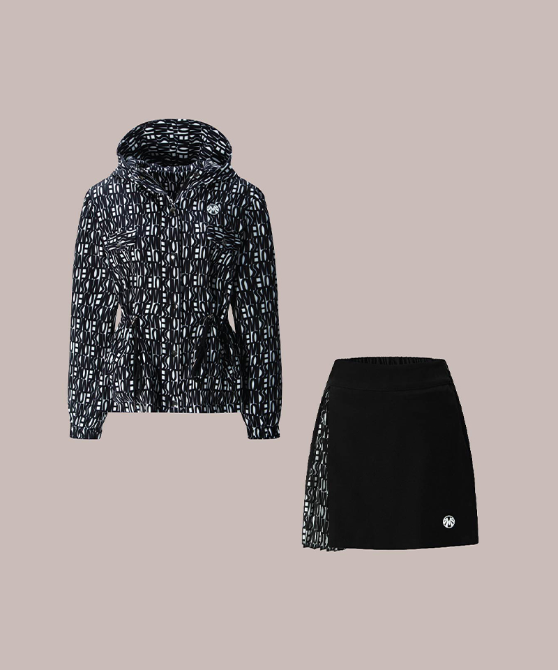 Urban Unique Safari Outer And Skirt Set- Black