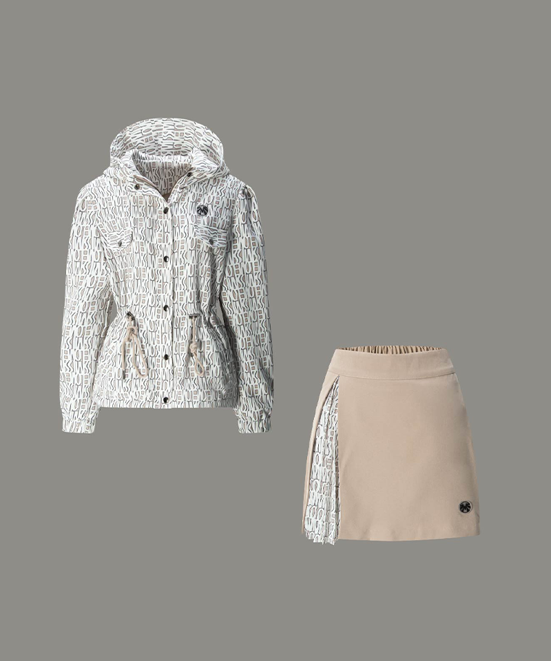 Urban Unique Safari Outer And Skirt Set -Beige
