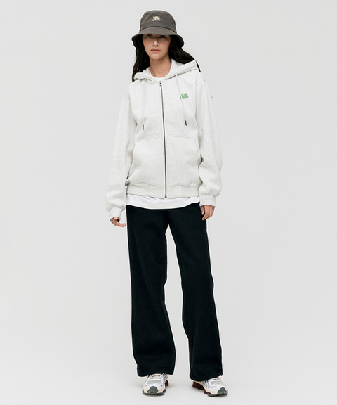 Goal Studio Women's Essential Brushed Full Zip-Up Hoodie - Oatmeal